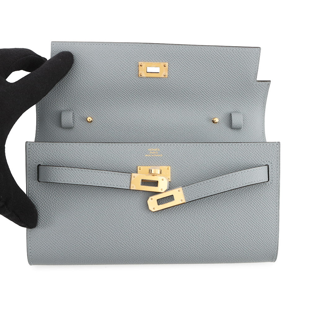 HERMES Kelly Wallet Long To Go Green Pantan Epsom