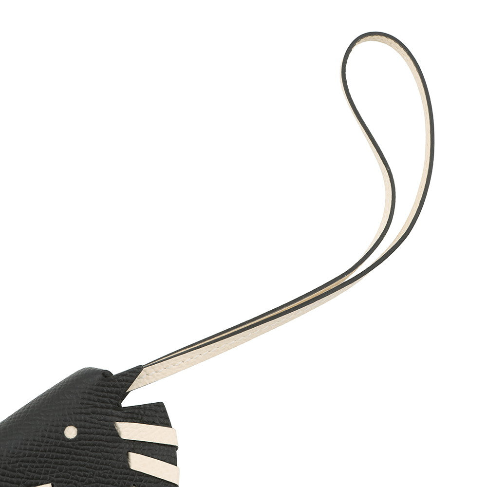 HERMES Cheval Tresse Bag Charm Black / Nata Epsom