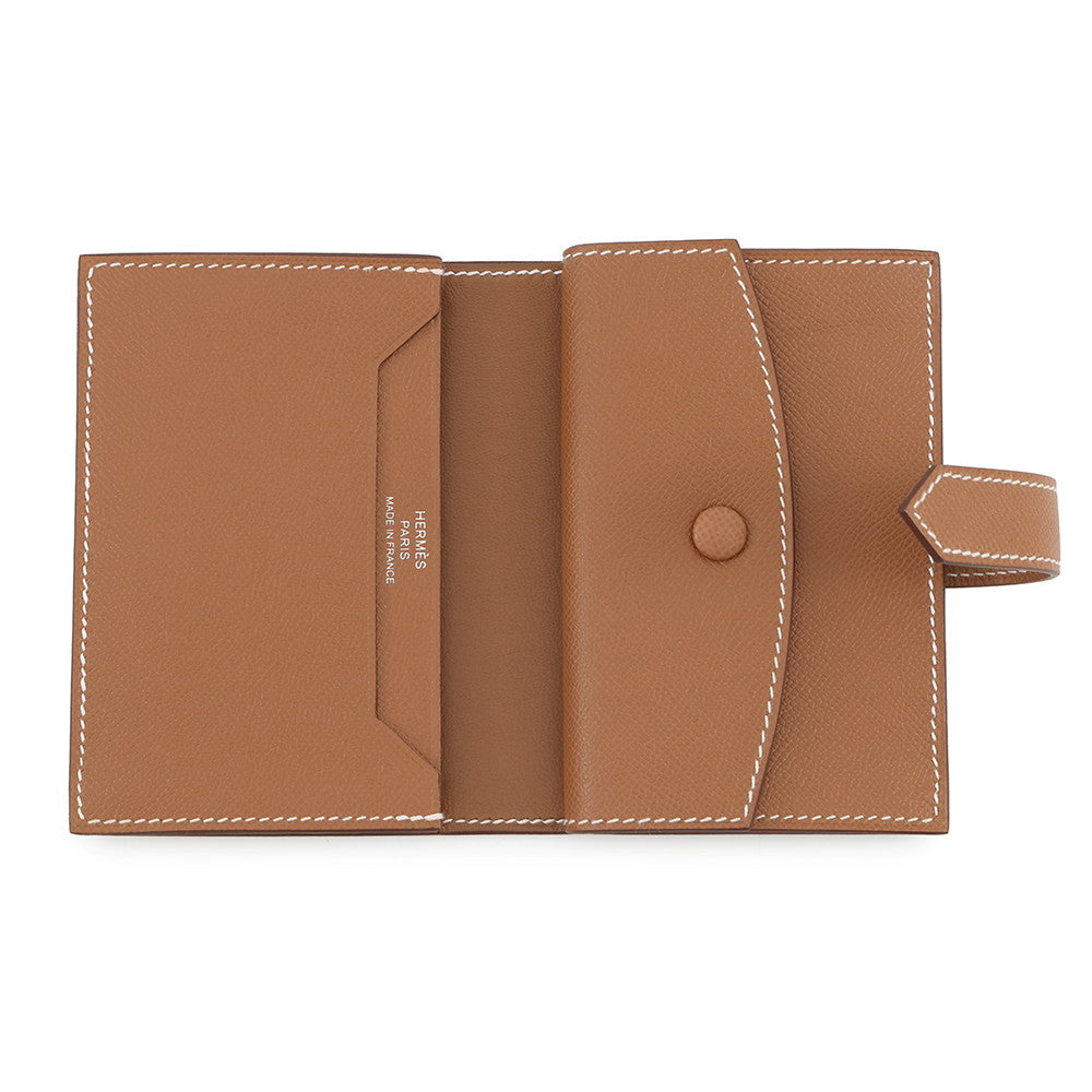 HERMES Bearn Mini Coin purse included Gold Veau Madame