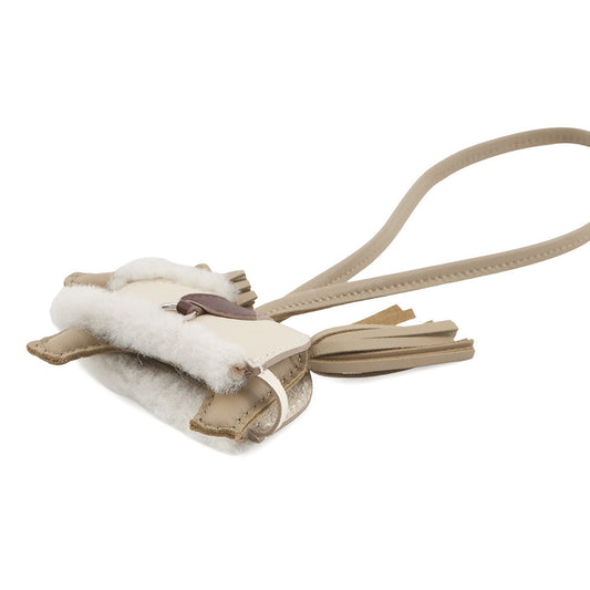 HERMES Rodeo Loveo Plush Beige Marfa/Terre/Craie Lambskin Mouton Size PM