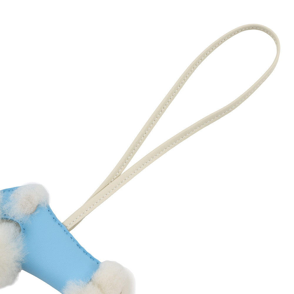 HERMES Buddy Bag Charm Celeste/Craie Lambskin Mouton