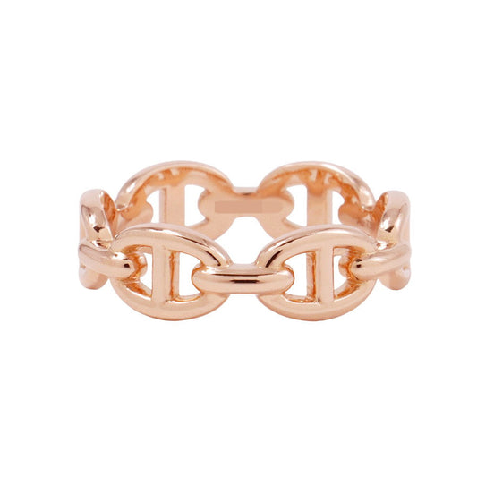 HERMES Chaine d'Ancre Anchene Ring Size PM/52#12 18K Pink Gold