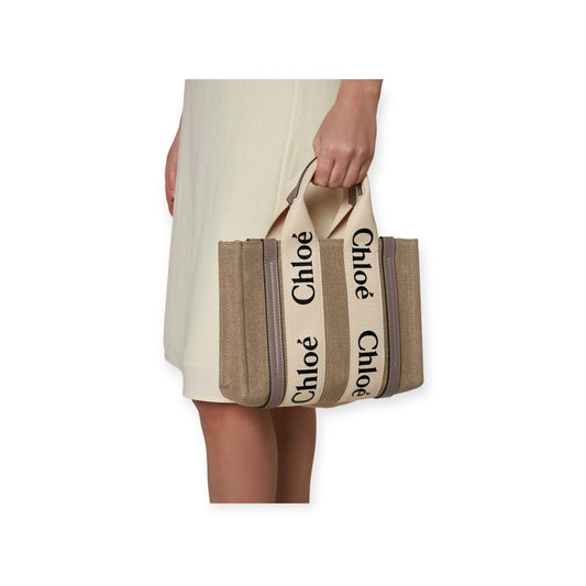 Woody Linen Small Tote Bag