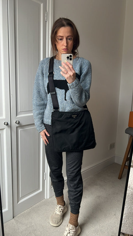 Prada Tessuto Nylon Black Messenger Bag