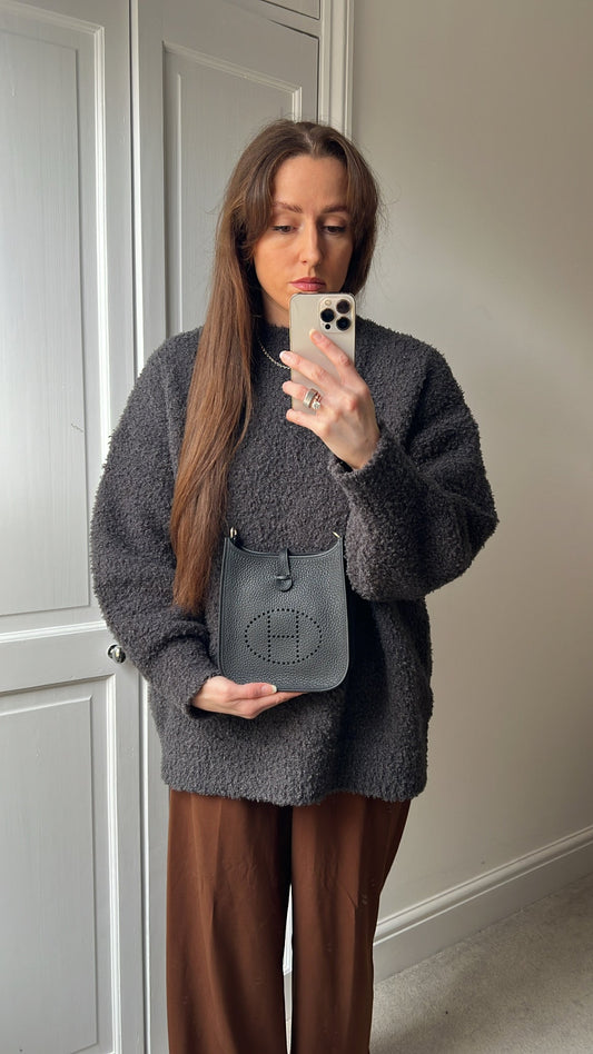 Hermes Evelyne TPM in Caban Clemence Leather with Palladium Hardware