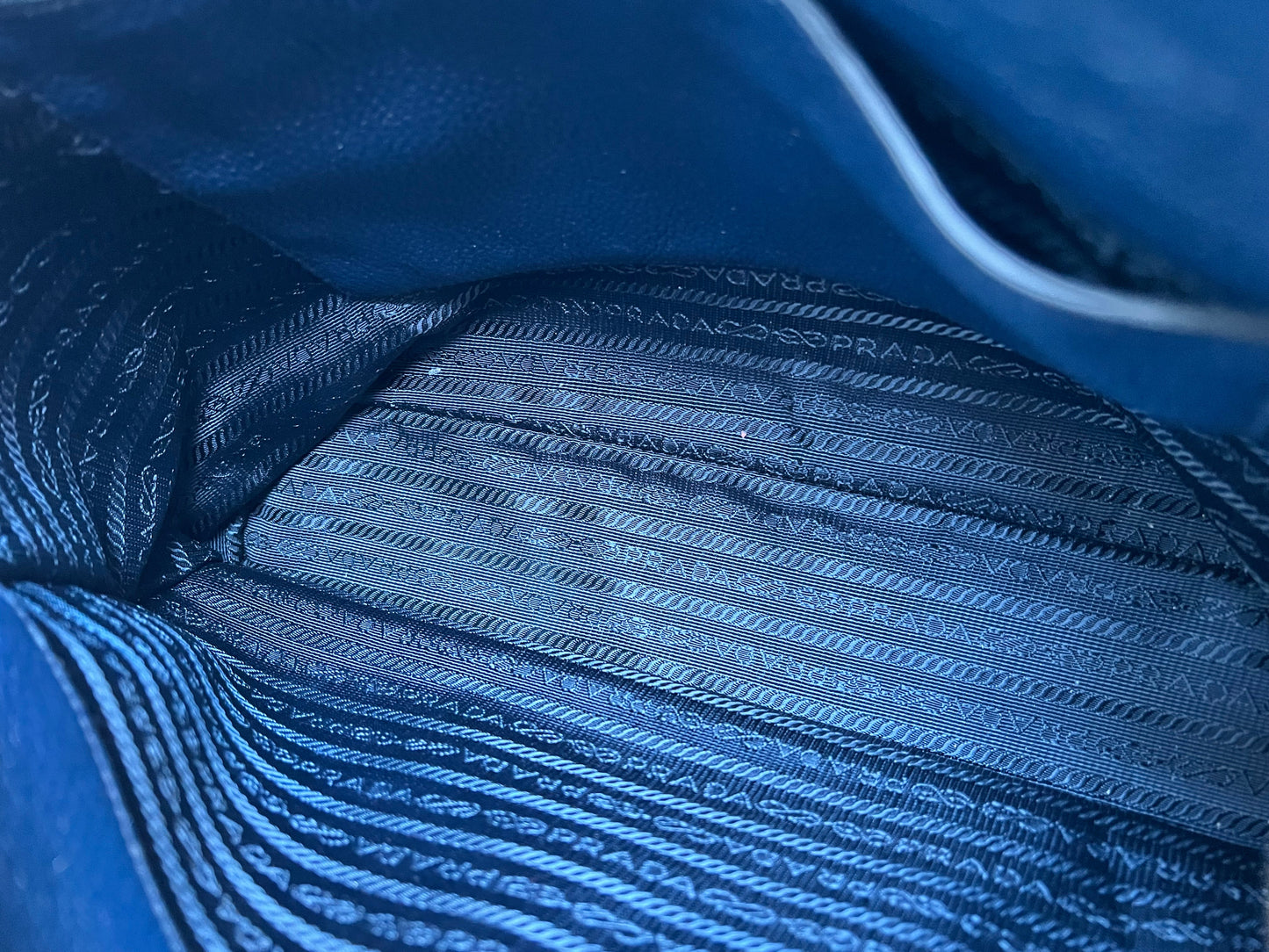 Prada Blue Vitello Daino Two Way Tote