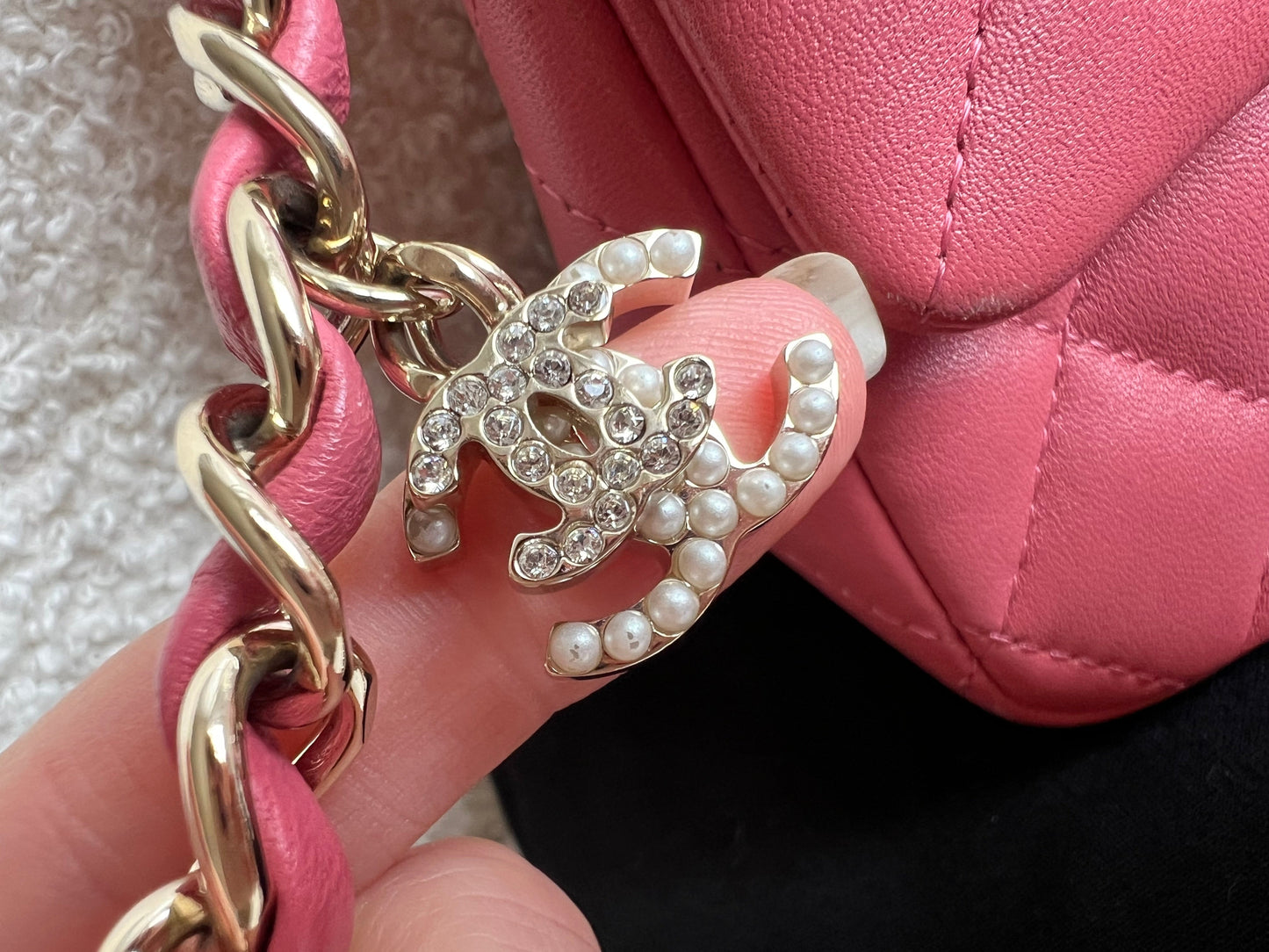 Chanel Mini Rectangular Classic Flap Valentines Day Edition in Pink Lambskin
