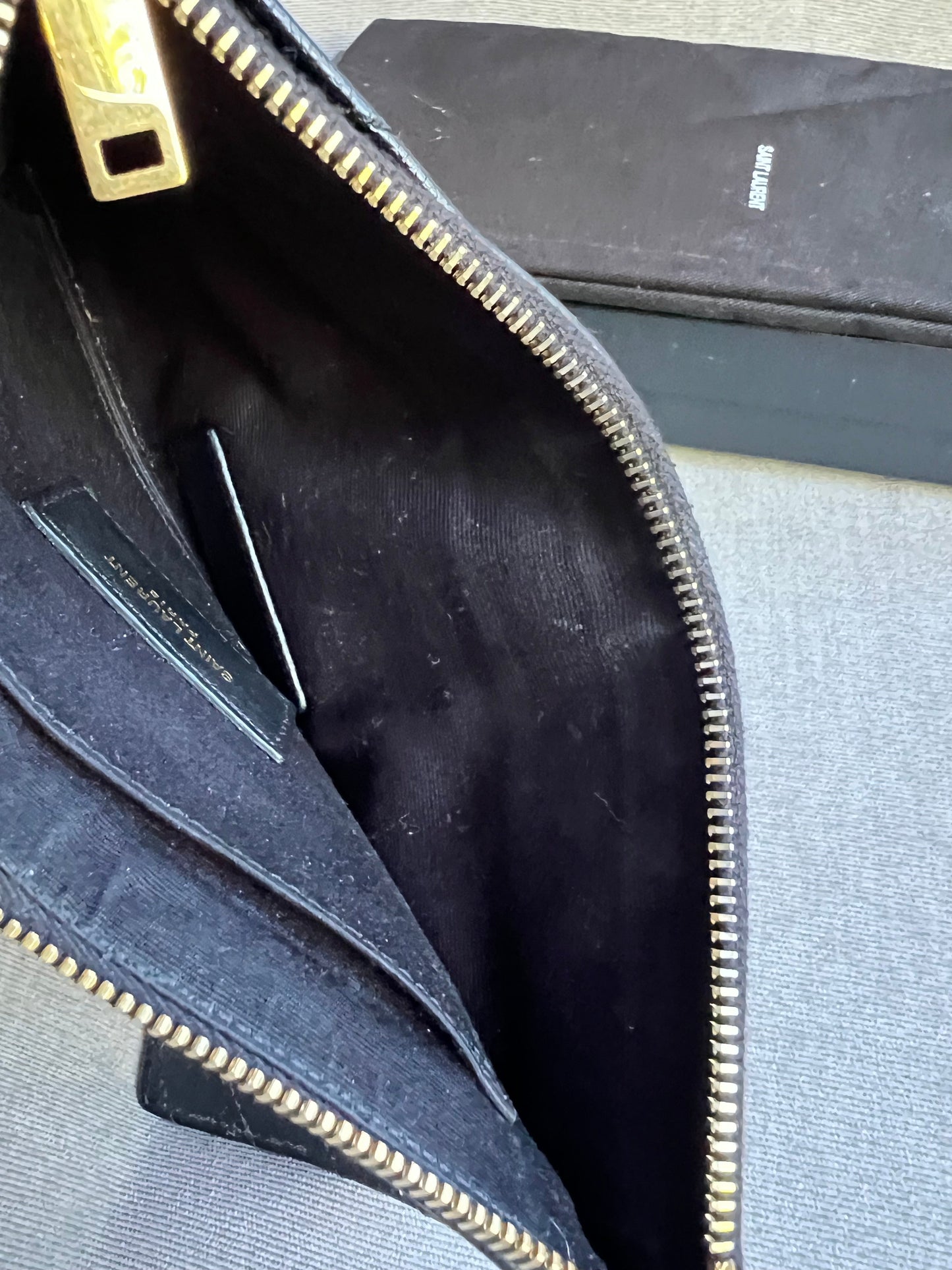 Yves Saint Laurent (YSL) Black Cassandra Zip Pouch (RRP £365)