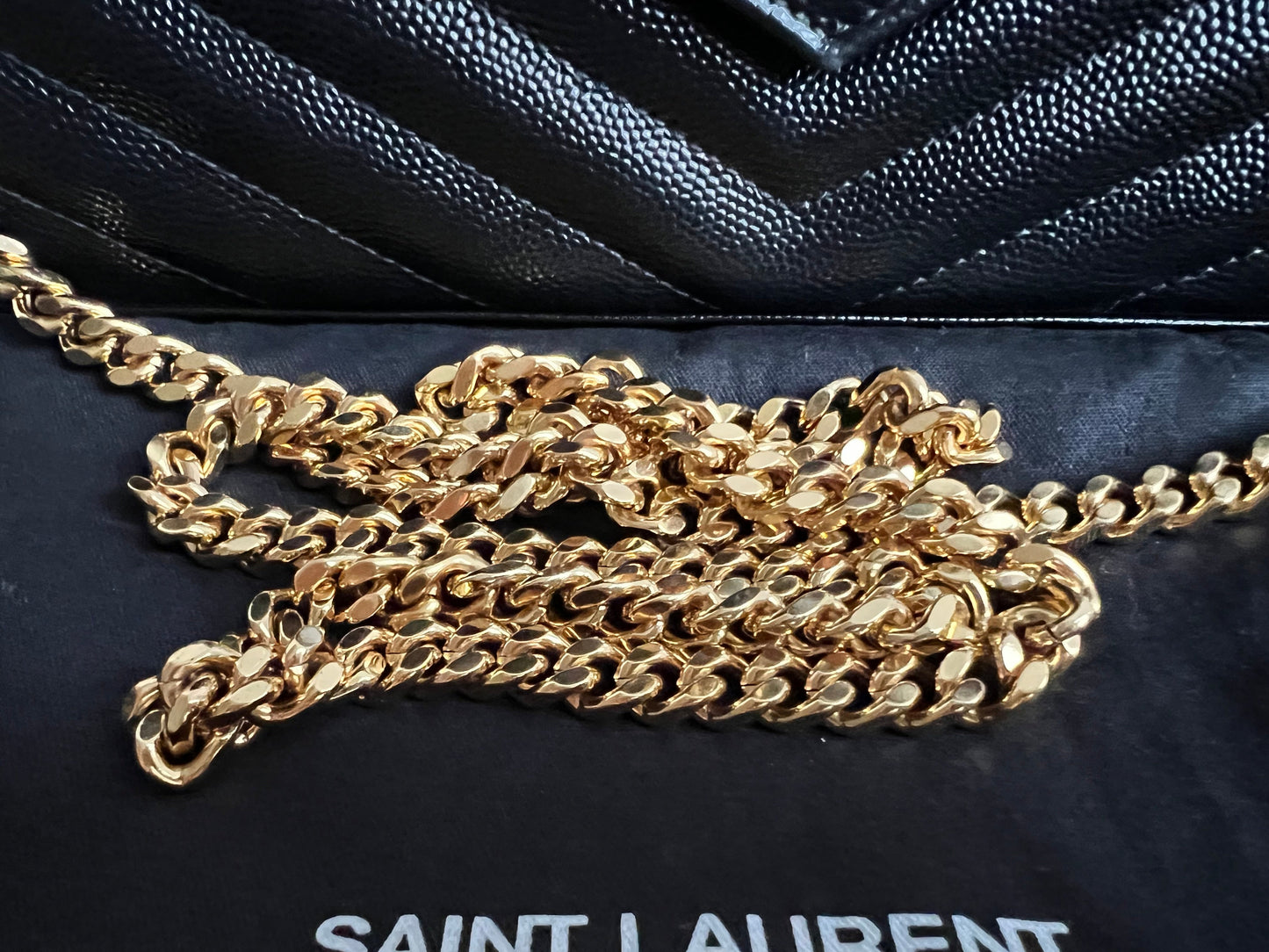 Yves Saint Laurent (YSL) Black Cassandre Envelope Chain Wallet (RRP £1,200)