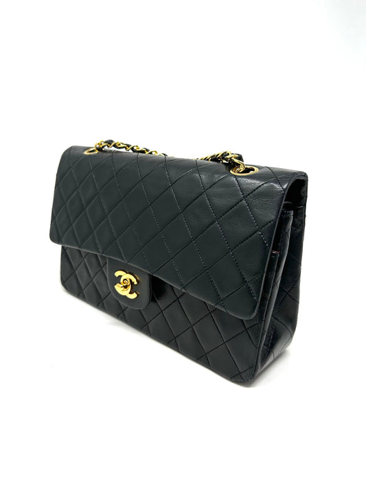 Classic Medium Double Flap Black Lambskin