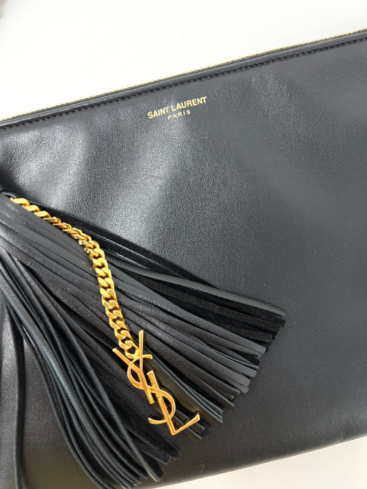 Black Cross-body Bag with Leather Tassel