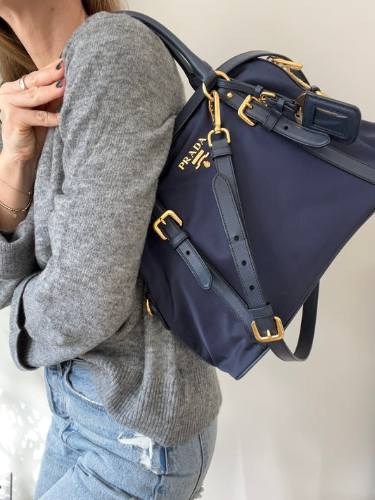 Tessuto Nylon Bag Baltico Blue