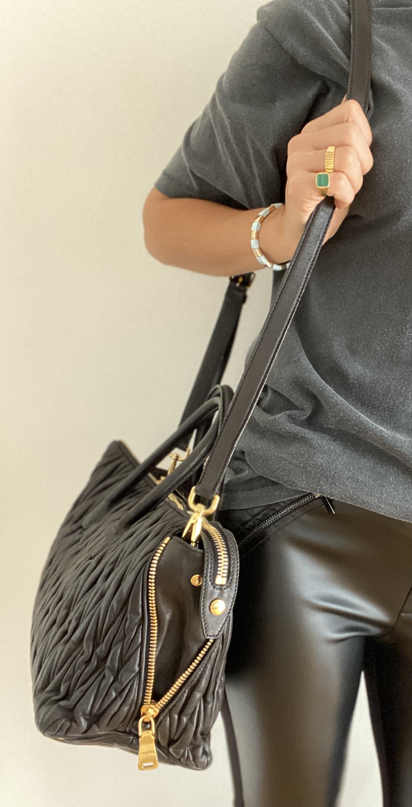Miu Miu Matelassé Nappa Tote Black