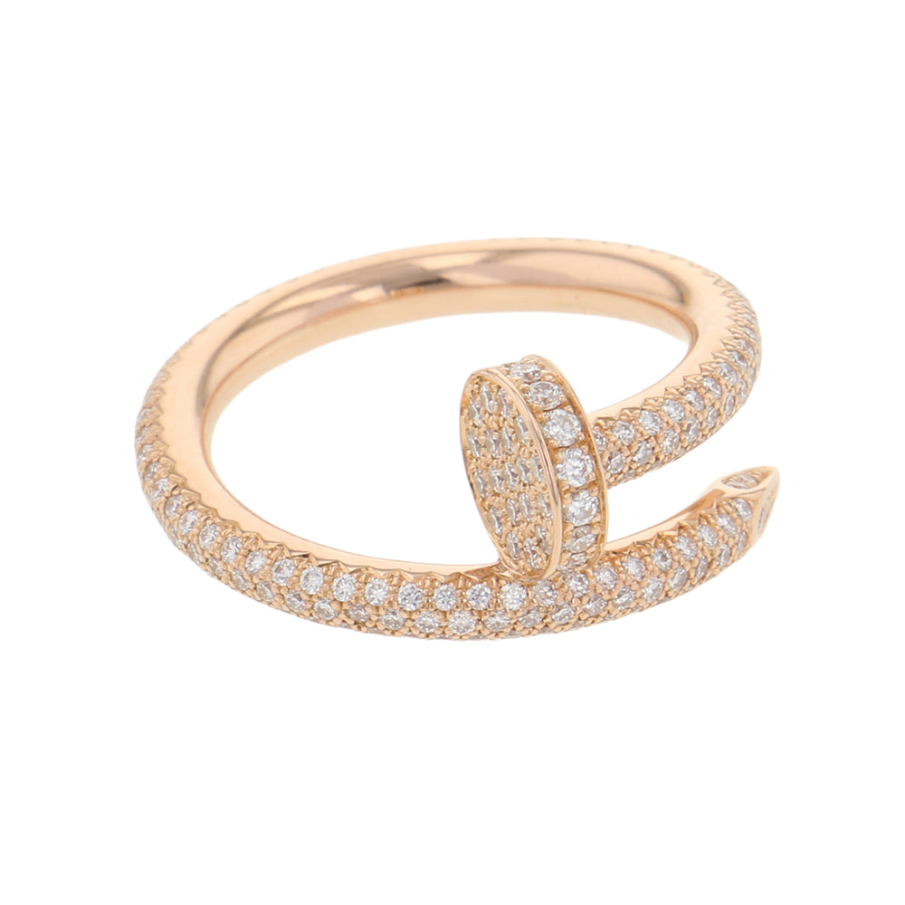 CARTIER Juste un Clou Ring with paved diamonds Size 50/#10 ClassicN4748650/N4748600 18K Pink Gold