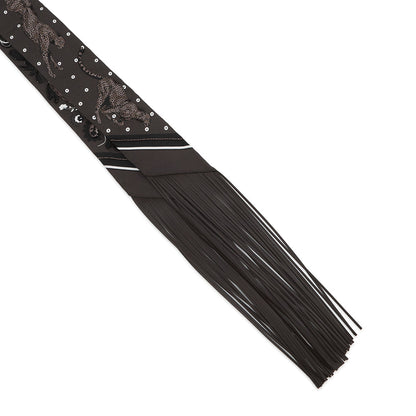 HERMES Gépard Bandana Frange Cuile Twilly Fringe Cacao/Blanc/Etoupe Silk Leather