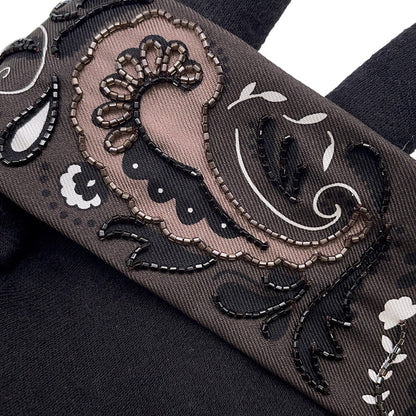 HERMES Gépard Bandana Frange Cuile Twilly Fringe Cacao/Blanc/Etoupe Silk Leather