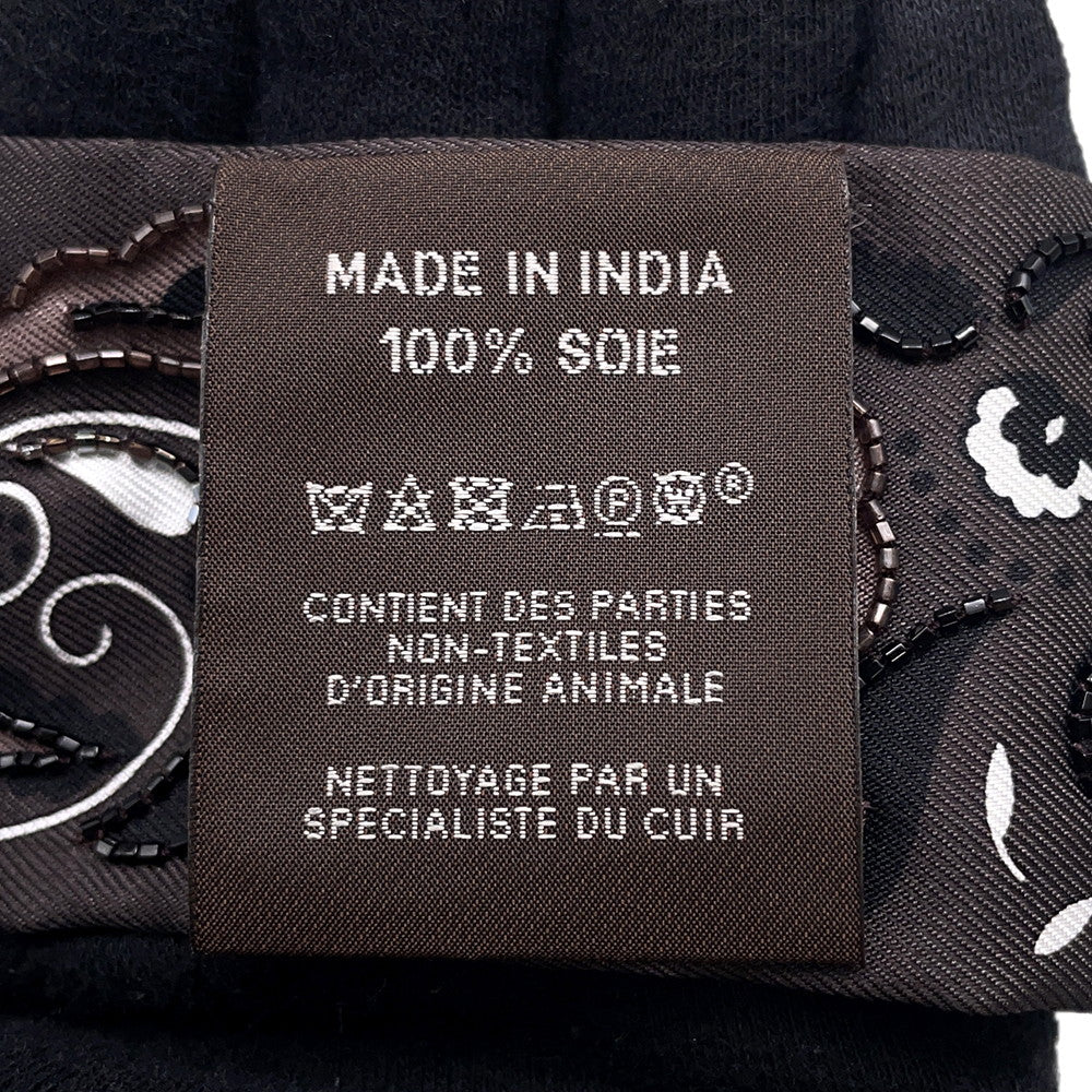 HERMES Gépard Bandana Frange Cuile Twilly Fringe Cacao/Blanc/Etoupe Silk Leather