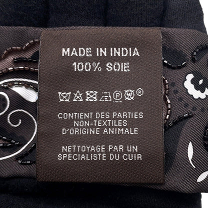 HERMES Gépard Bandana Frange Cuile Twilly Fringe Cacao/Blanc/Etoupe Silk Leather
