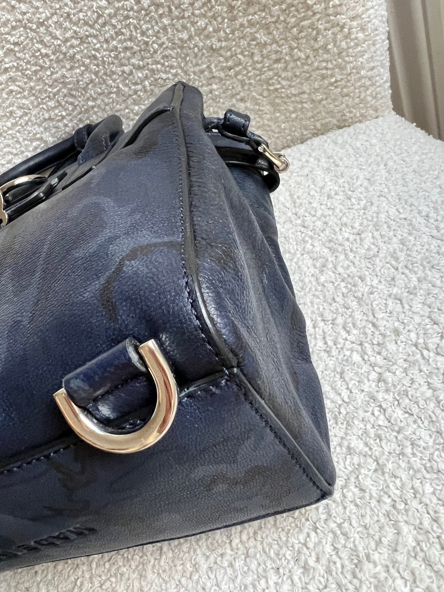 Mulberry Mini Cara Backpack in Midnight Blue Camo Printed Goat (RRP £995)