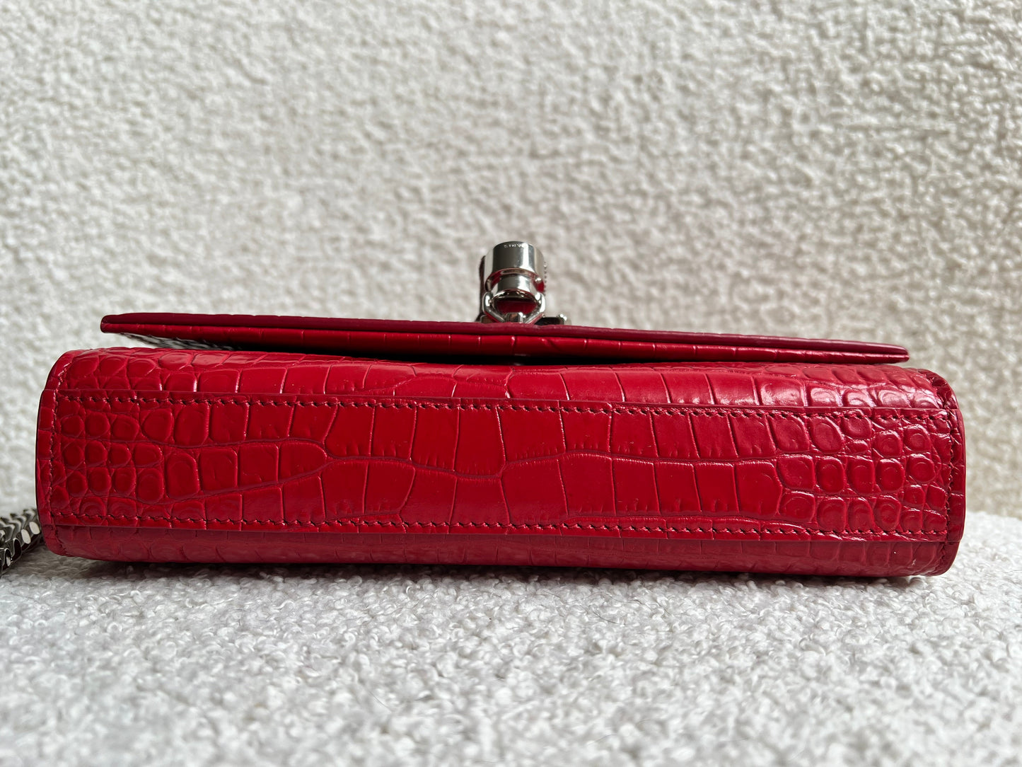 Yves Saint Laurent (YSL) Red Croc Small Kate with Silver Hardware (RRP £1,675)