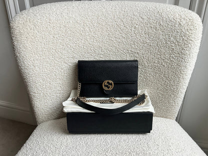 Gucci Black Interlocking GG Chain Wallet