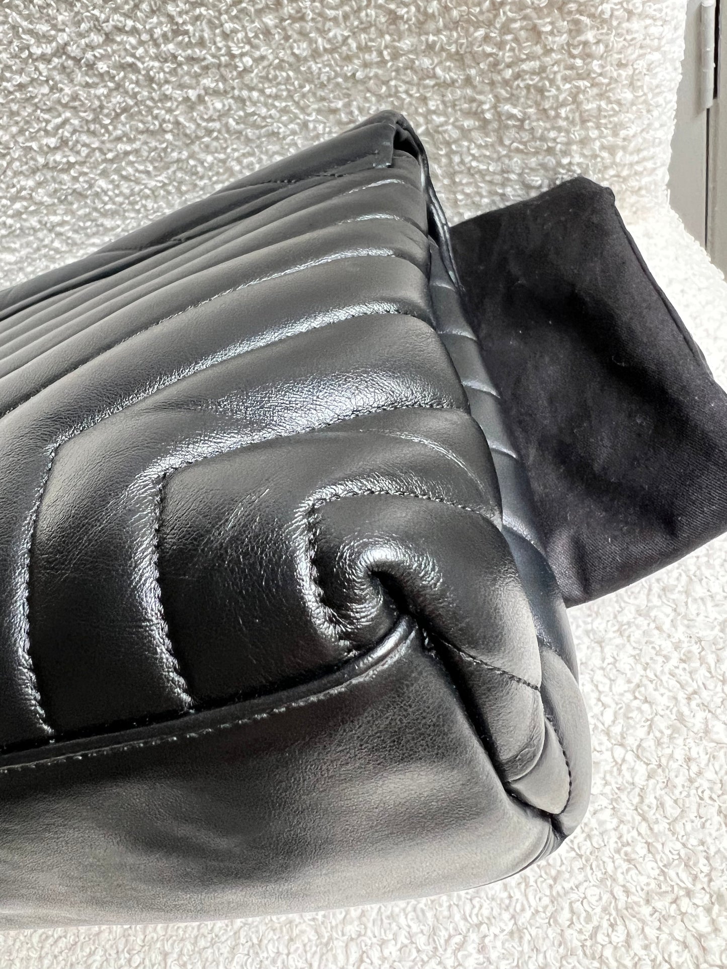 Yves Saint Laurent (YSL) Medium Black Lou Lou Silver Hardware