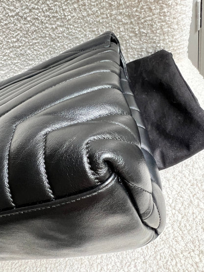 Yves Saint Laurent (YSL) Medium Black Lou Lou Silver Hardware