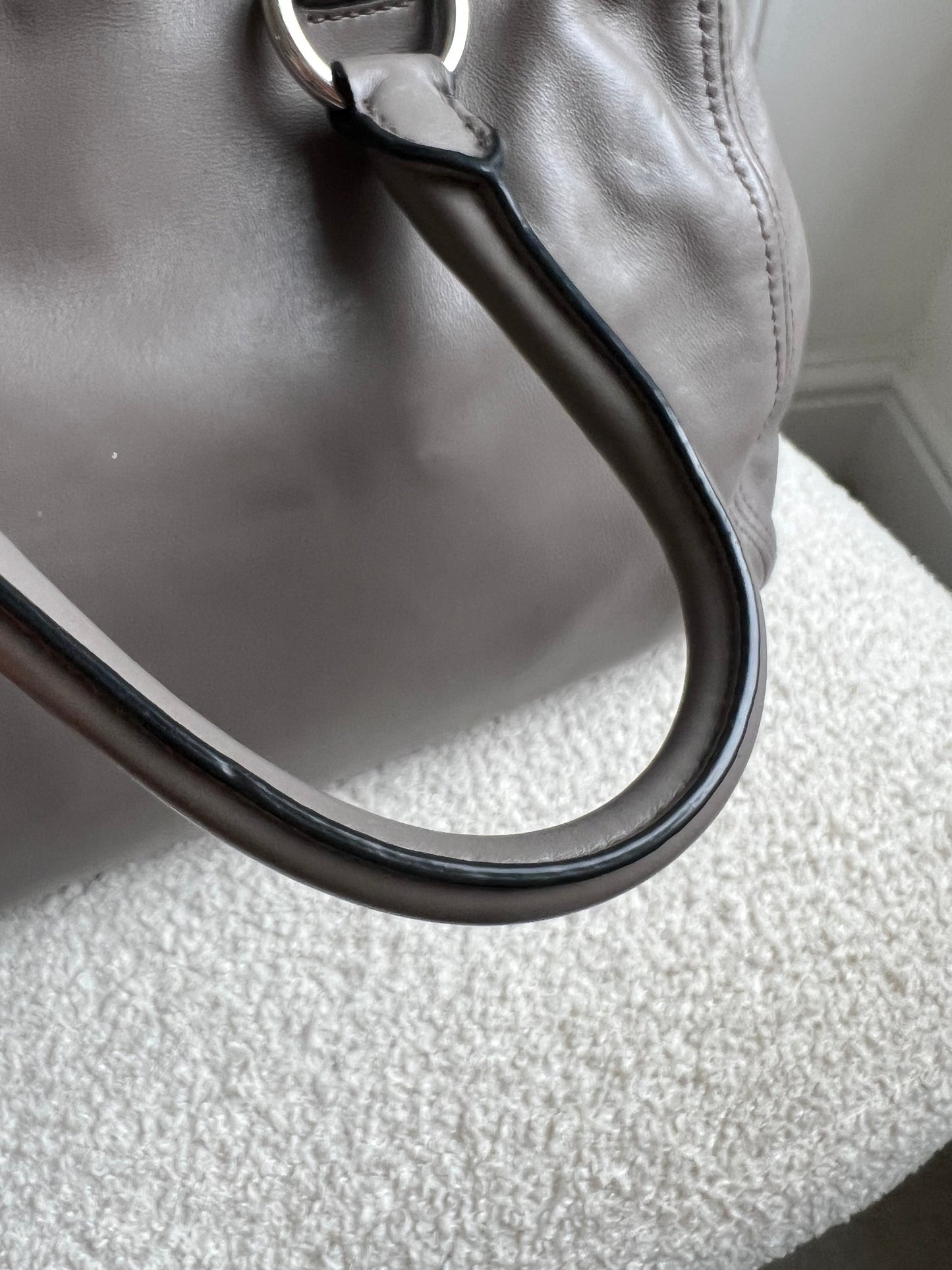 Prada Grey Double Zip Two Way Tote in Grey Soft Calf