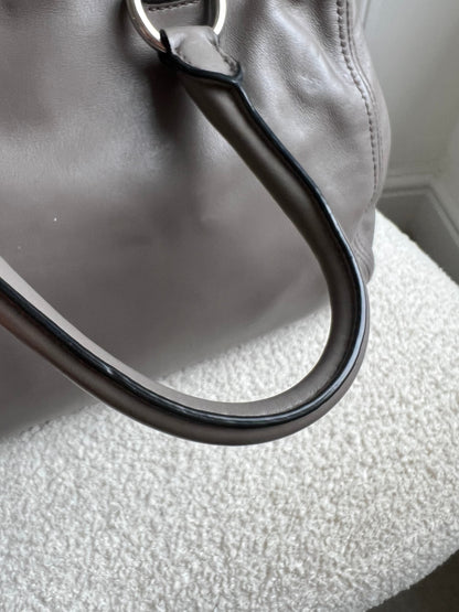 Prada Grey Double Zip Two Way Tote in Grey Soft Calf