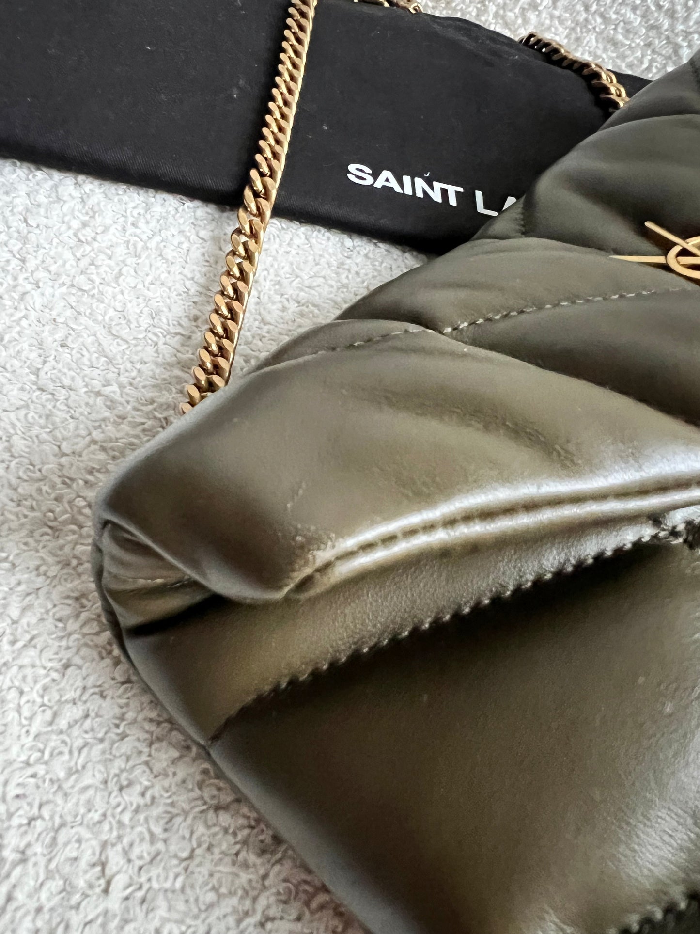 Yves Saint Laurent (YSL) Mini Puffer in Light Musk Quilted Lambskin (RRP £1720)