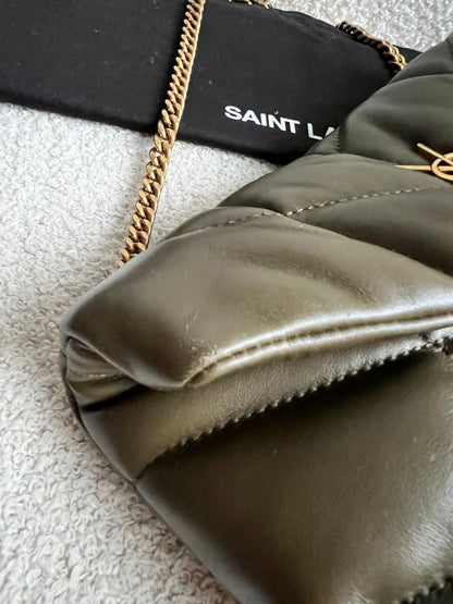 Yves Saint Laurent (YSL) Mini Puffer in Light Musk Quilted Lambskin (RRP £1720)