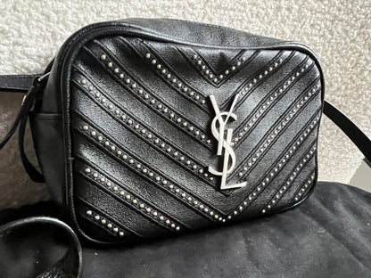 Yves Saint Laurent (YSL) Black Studded Lou Belt Bag