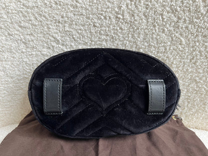 Gucci GG Black Velvet Marmont Belt Bag