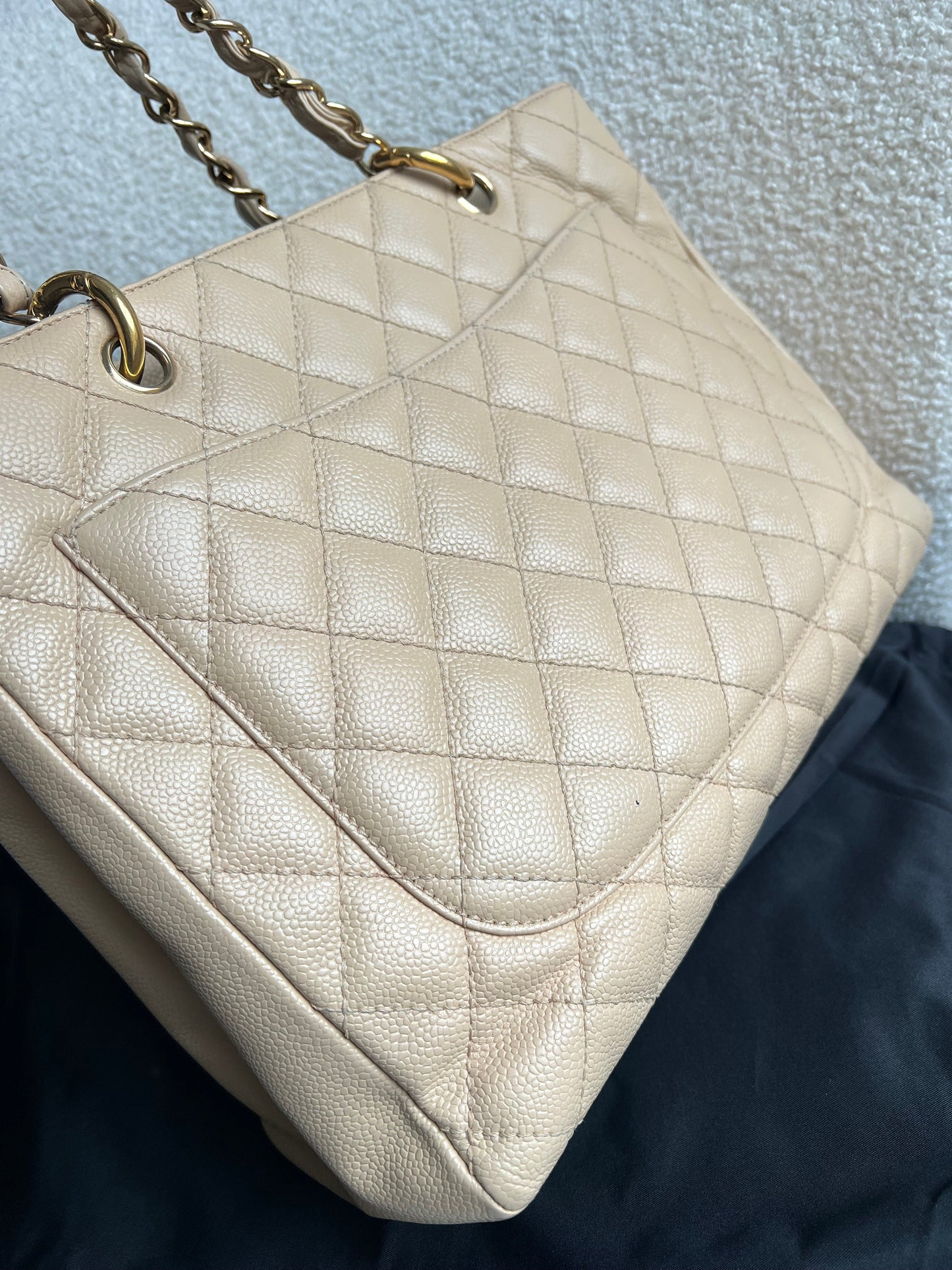 Chanel Beige Caviar Grand Shopper Tote gold hardware (GST)