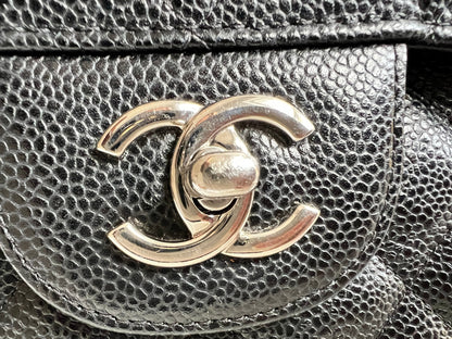 Chanel Jumbo Double Flap in Black Caviar with silver hardware