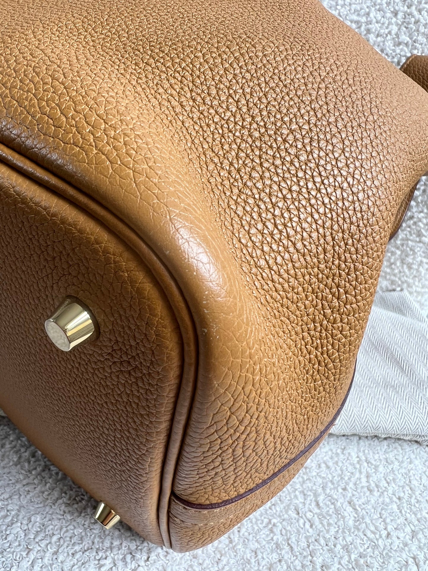 Hermes Picoton 22 in Sesame Clemence Leather with gold hardware