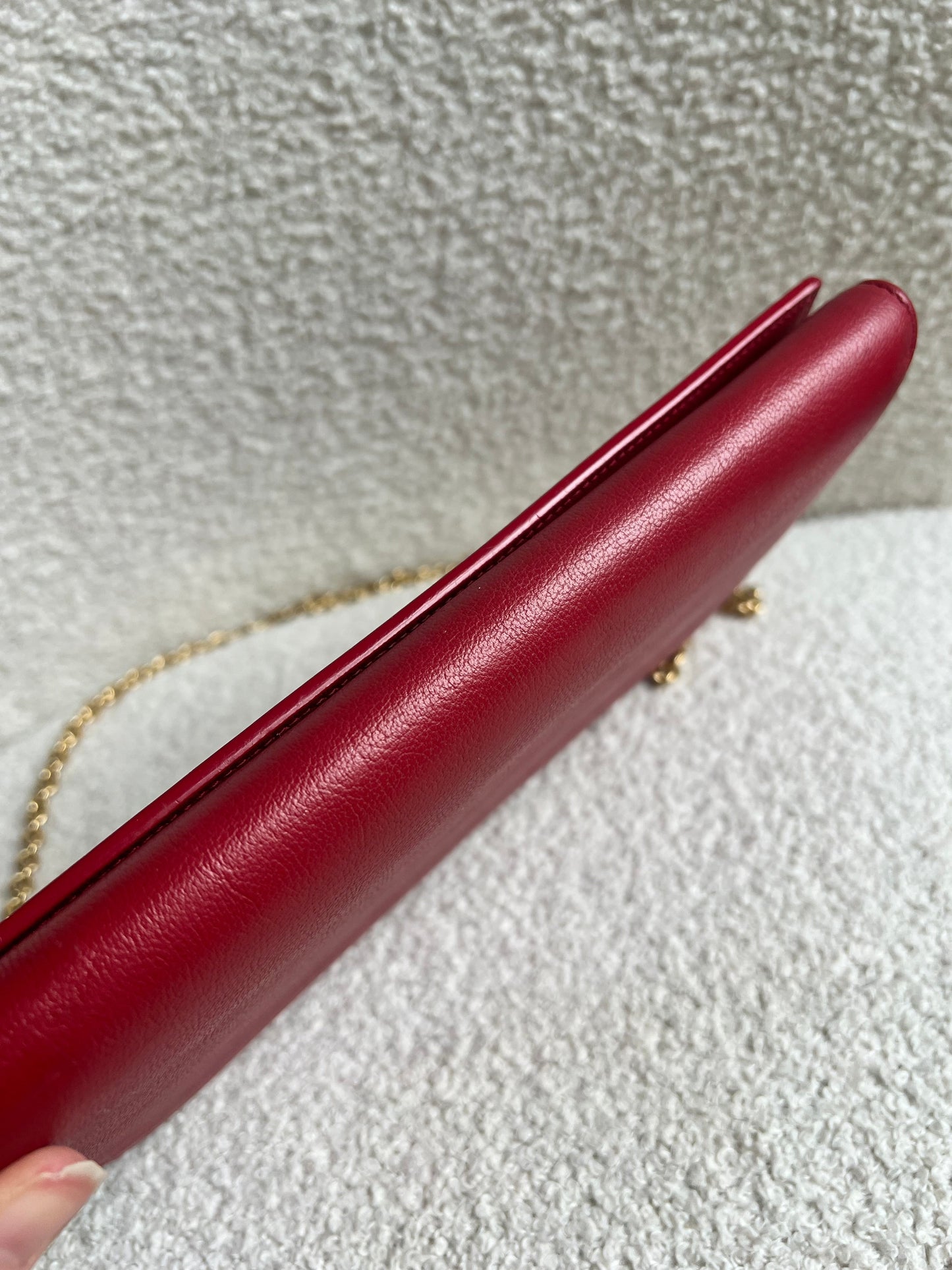 Yves Saint Laurent (YSL) Red Belle de Jour Chain Wallet Clutch