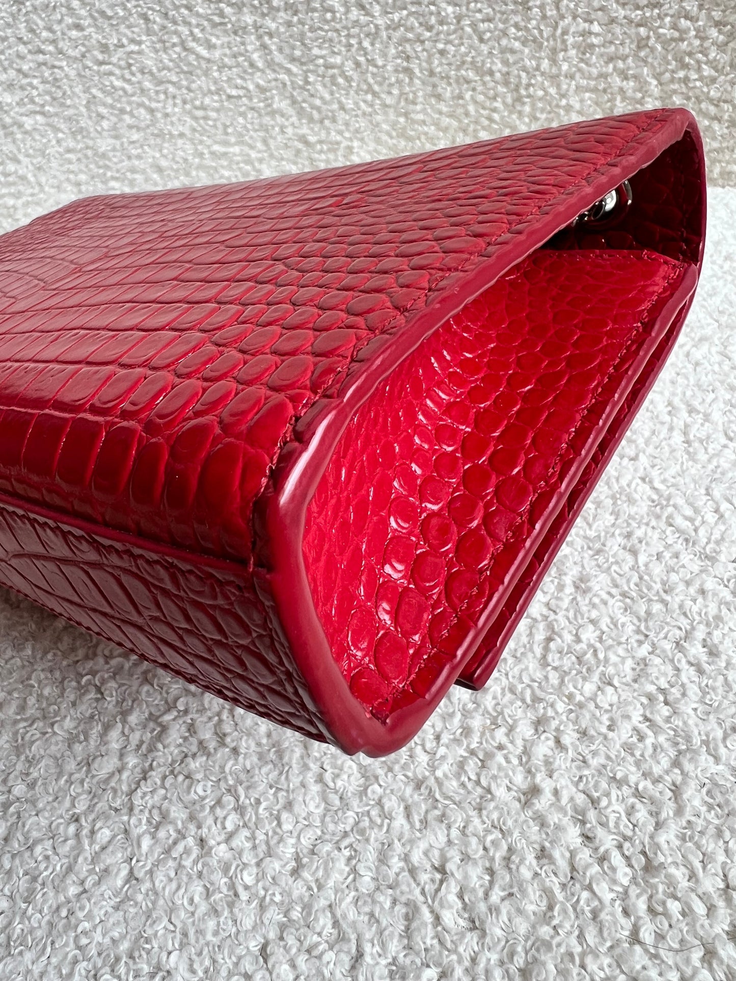 Yves Saint Laurent (YSL) Red Croc Small Kate with Silver Hardware (RRP £1,675)