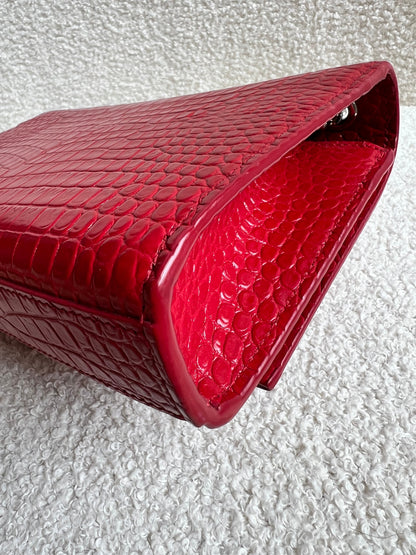 Yves Saint Laurent (YSL) Red Croc Small Kate with Silver Hardware (RRP £1,675)
