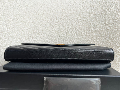 Yves Saint Laurent (YSL) Black Cassandre Envelope Chain Wallet (RRP £1,200)