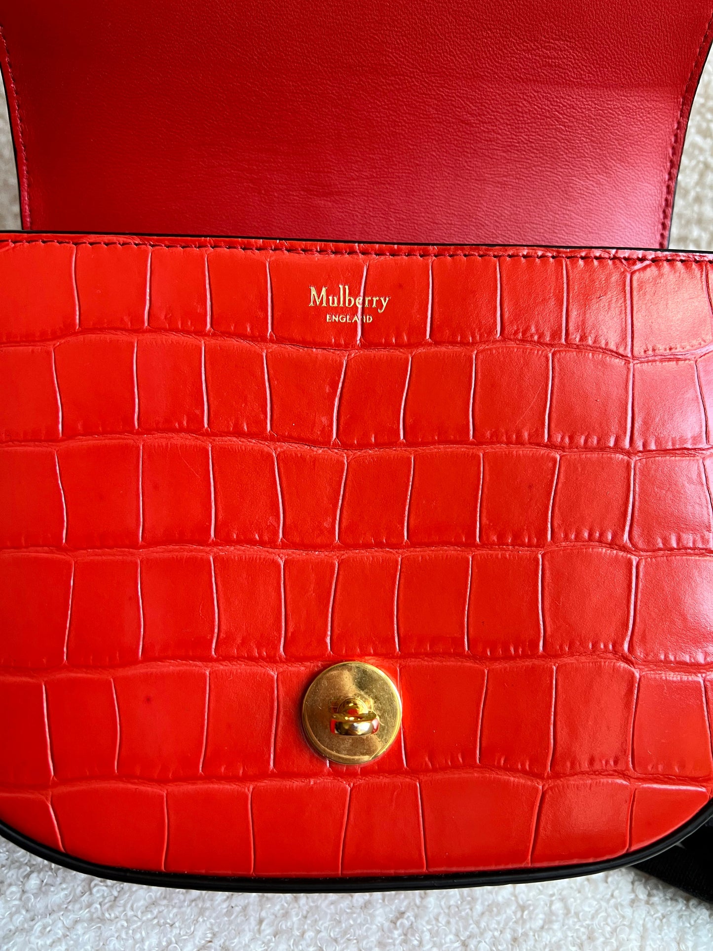 Mulberry Red Croc Small Darley Satchel  (RRP £599)
