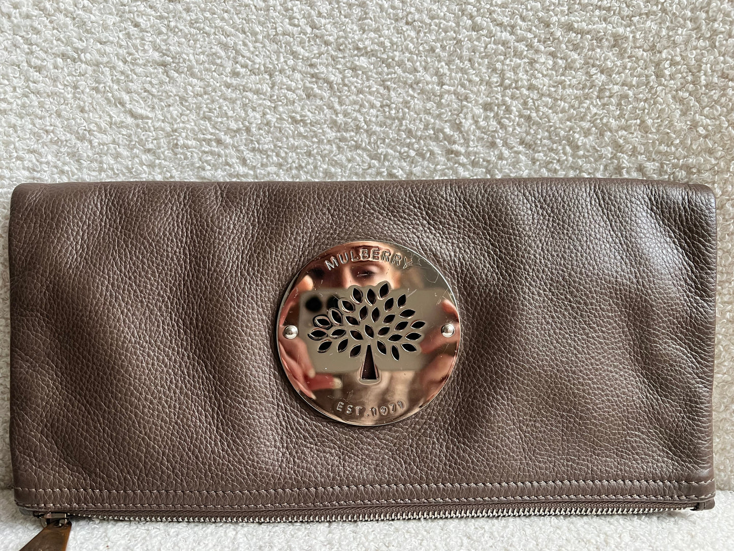 Mulberry Taupe Daria Clutch (RRP £550)