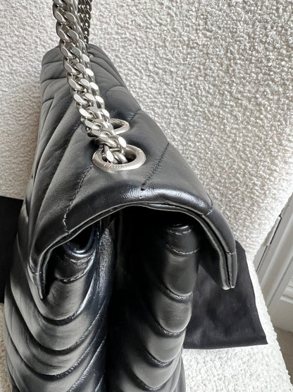 Yves Saint Laurent (YSL) Medium Black Lou Lou Silver Hardware
