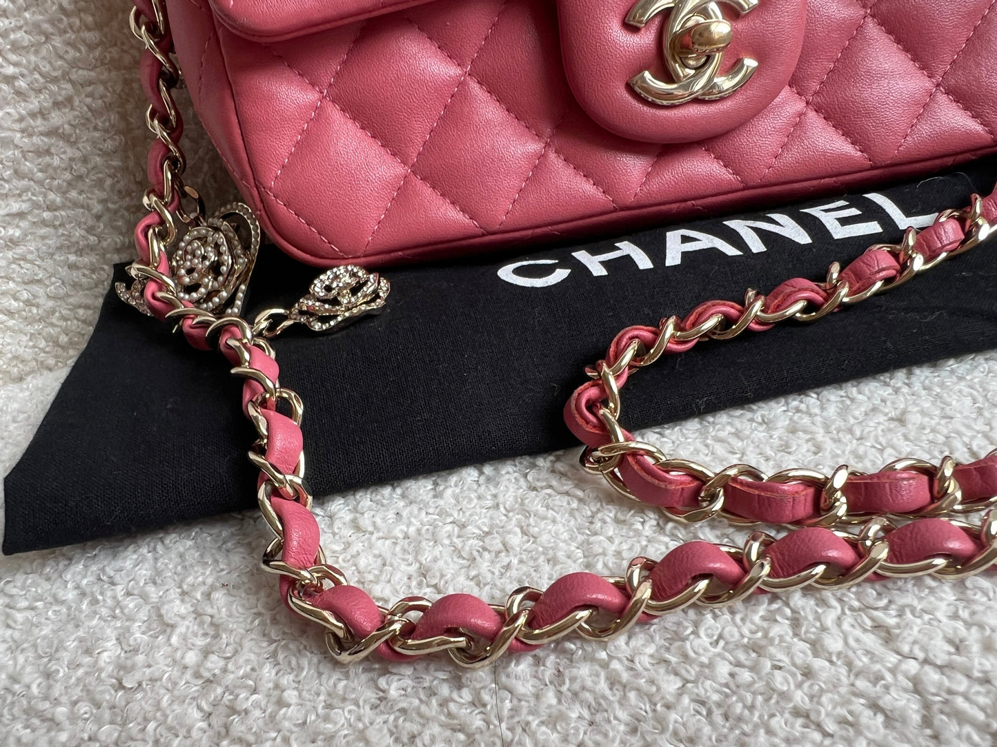Chanel Mini Rectangular Classic Flap Valentines Day Edition in Pink Lambskin