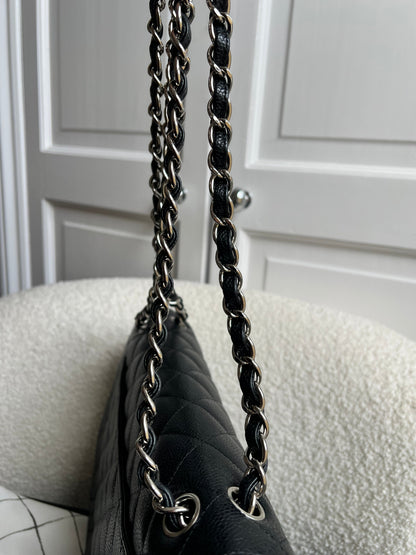 Chanel Jumbo Double Flap in Black Caviar with silver hardware