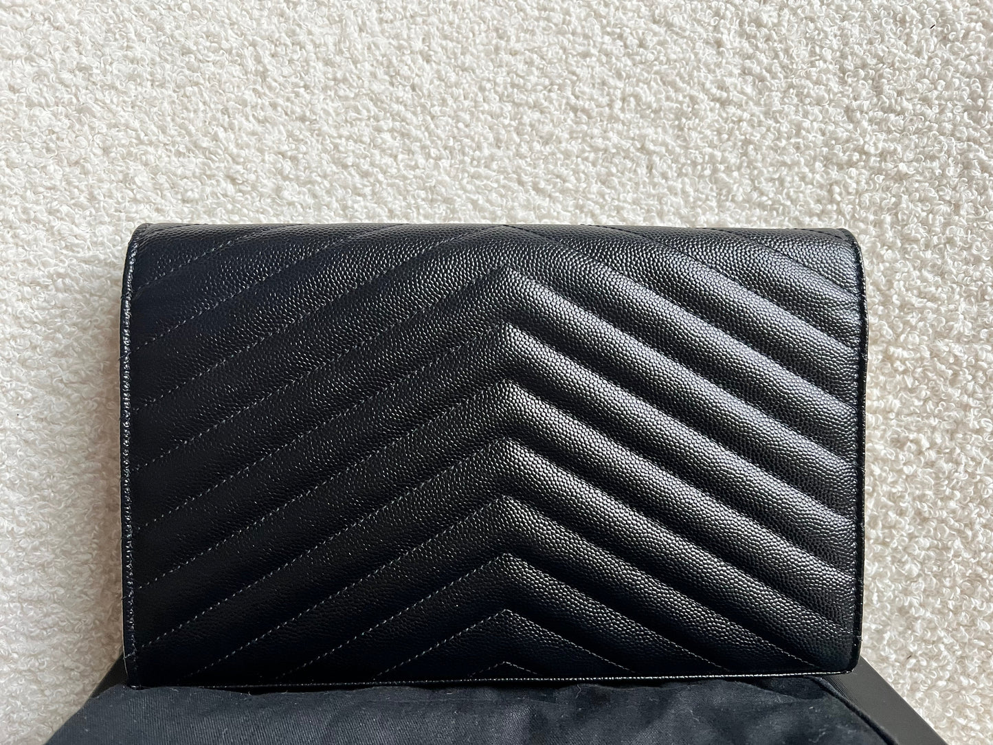 Yves Saint Laurent (YSL) Black Cassandre Envelope Chain Wallet (RRP £1,200)