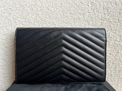 Yves Saint Laurent (YSL) Black Cassandre Envelope Chain Wallet (RRP £1,200)
