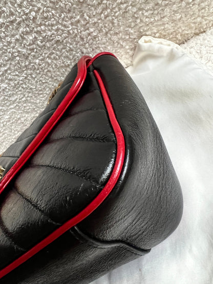 Gucci GG Black and Red Torchon Marmont Small Shoulder Bag