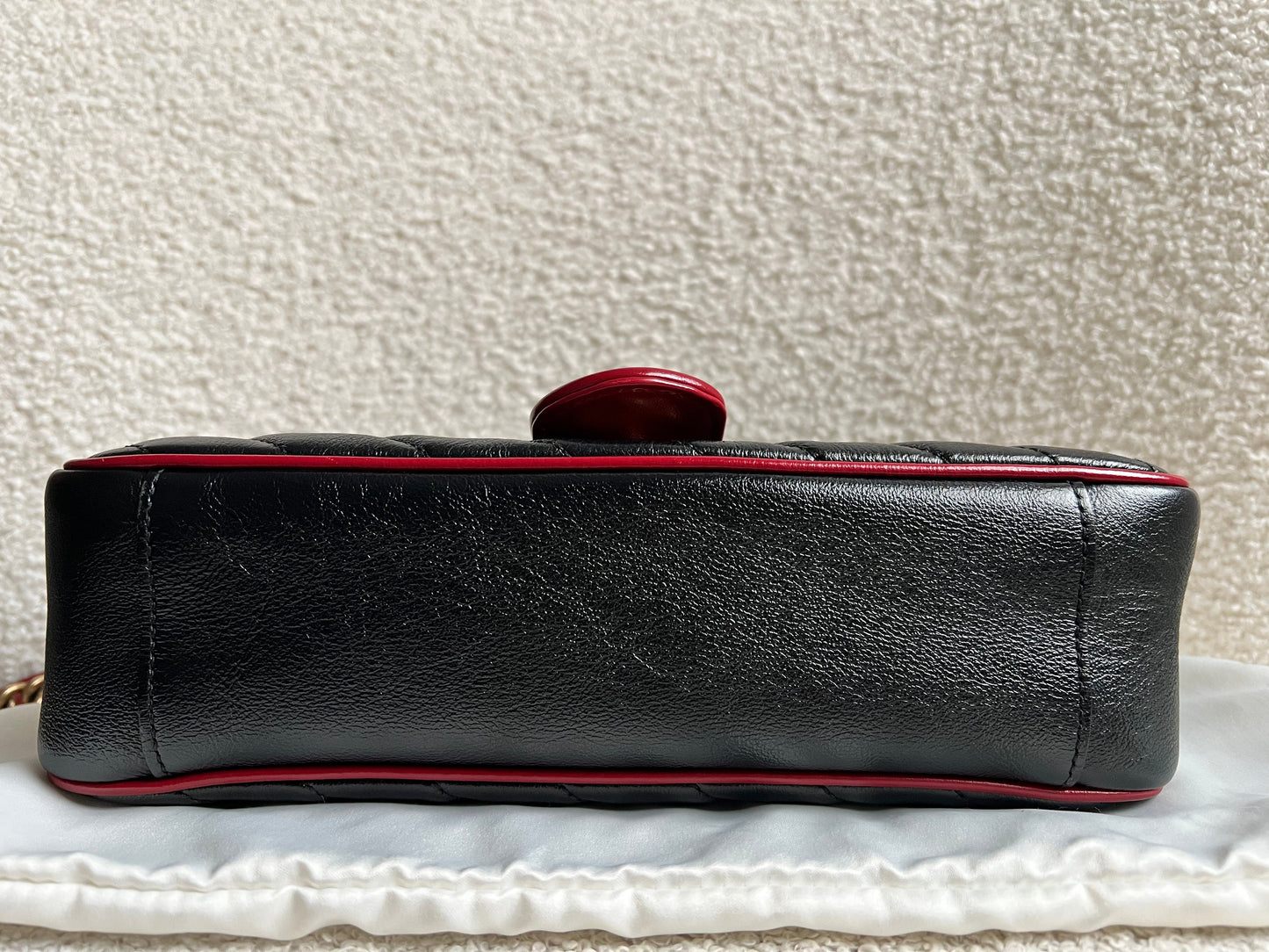 Gucci GG Black and Red Torchon Marmont Small Shoulder Bag