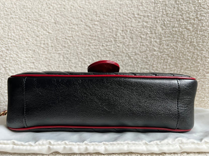 Gucci GG Black and Red Torchon Marmont Small Shoulder Bag